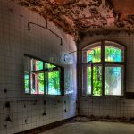Room with internal and external windows in a Beelitz kitchen building